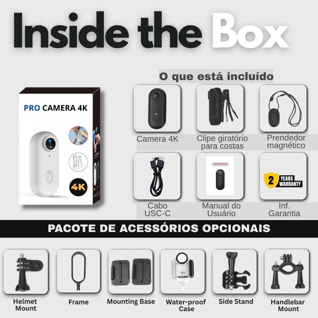 Mini Câmera Pro Corporal 4k - Gravação mãos livres