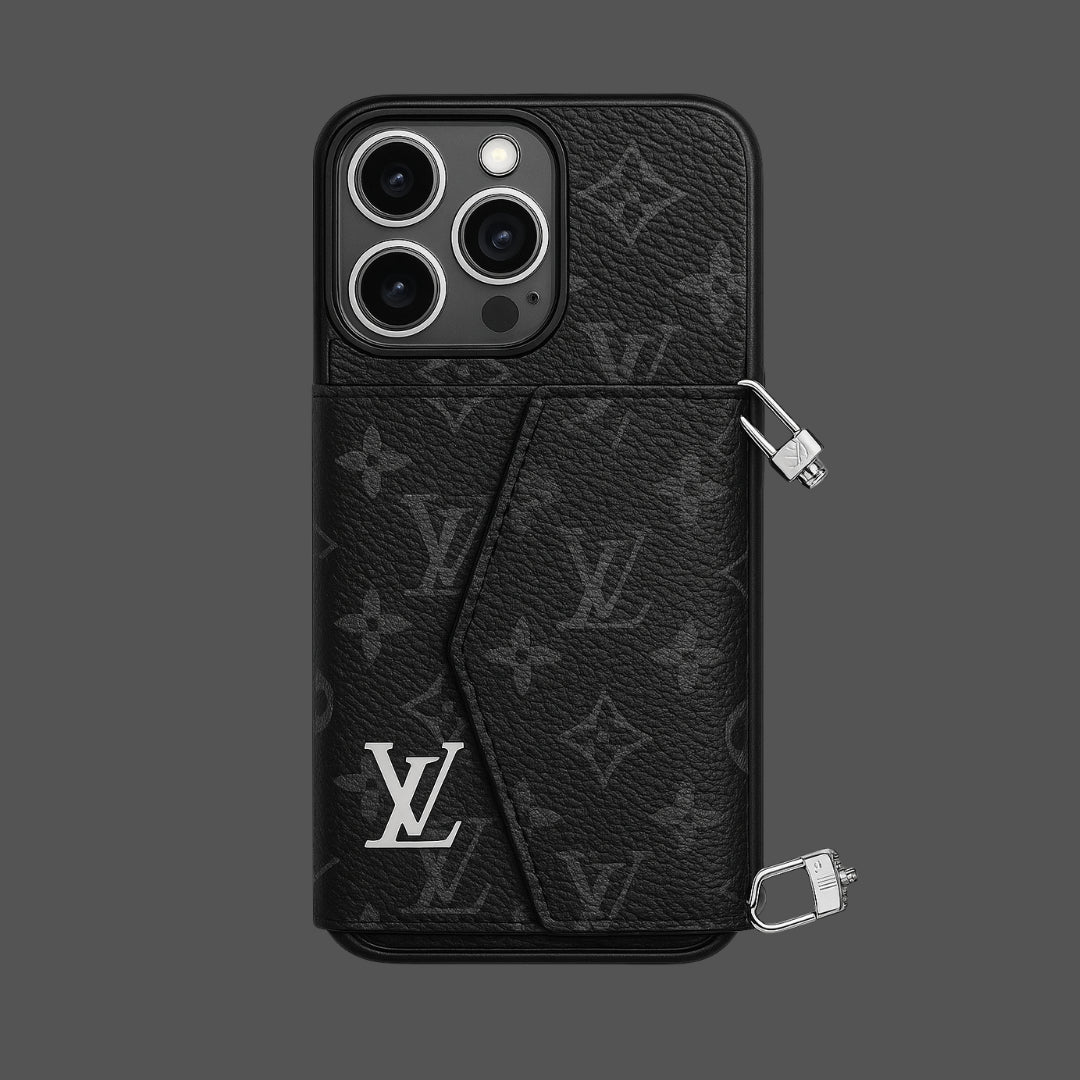 COMPRE 1 LEVE 3 - Capa de Couro Premium para iPhone: carteira integrada e alça removível
